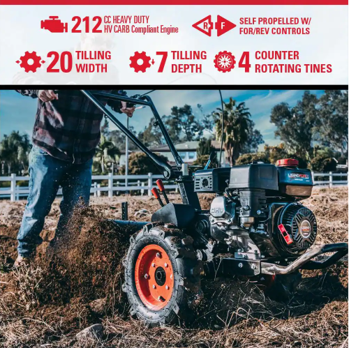 Legend Force 20 in. 212 cc Gas Rear Tine Tiller, Forward/Reverse