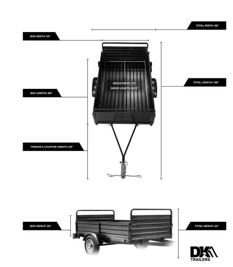 DK2 4.5 ft. x 7.5 ft. Single Axle Utility Trailer Kit with Drive-Up Gate