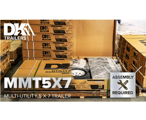 DK2 1639 lb. Payload Capacity 4.5 ft. x 7.5 ft. Utility Trailer Kit with Bed Tilt and Collapsing Ends to Extend Bed to 12 ft