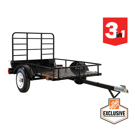 DK2 4 ft. x 6 ft. 1,295 lbs. Payload Capacity Open Rail Steel Utility Flatbed Trailer Kit